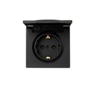 Розетка 1-м ОП LETO с заземл. с крышкой LETO ПБТ черн. бархат LEZARD 752-4200-123B