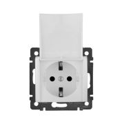 Розетка 1-м СП Valena 16А IP21 2P+E с заземл. защ. шторки с крышкой винты механизм бел. IEK 774422