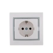 Розетка 1-м СП Mira 16А IP20 с заземл. с сер. вставкой керамика бел. LEZARD 701-0215-122