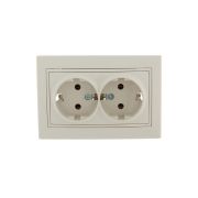 Розетка 2-м СП Mira 16А IP20 с заземл. со вставкой керамика крем. LEZARD 701-0303-127